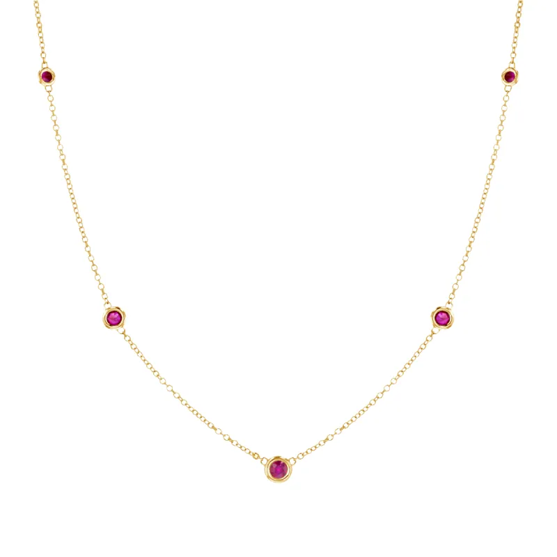 Ruby Bezel Strand Necklace sold by Baby Gold