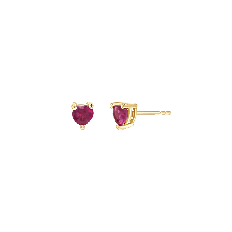 Ruby Heart Stud Earrings sold by Baby Gold