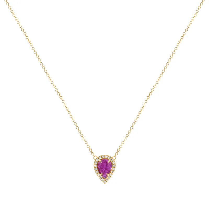 Diamond Pave Ruby Solitaire Pendant sold by Baby Gold