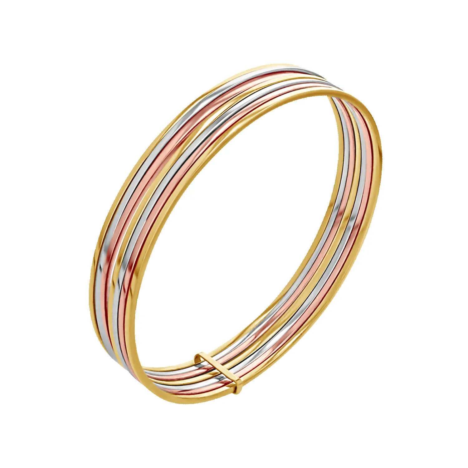 Tricolor Seven Stack Bangle sold by Baby Gold