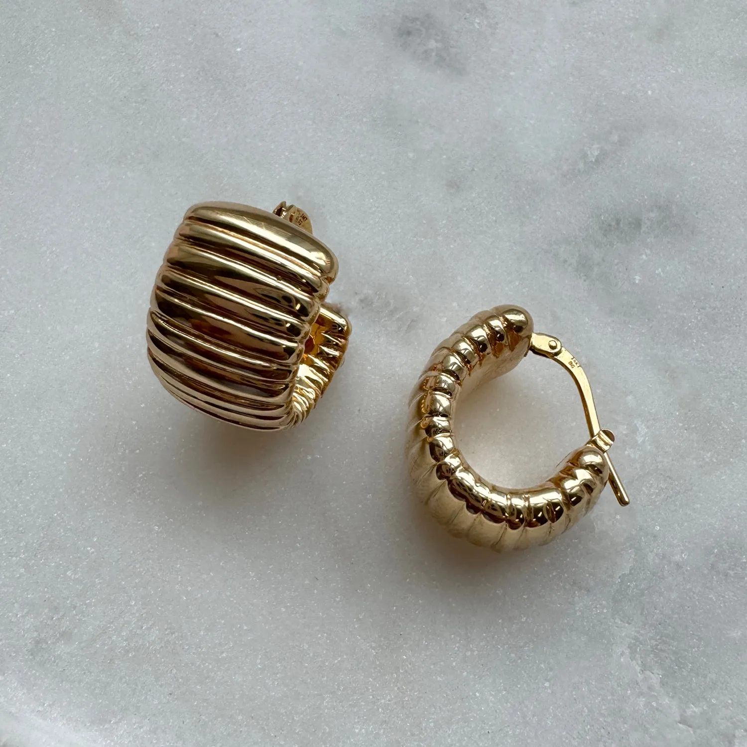 Wide Fluted Huggie Hoops sold by Baby Gold product image thumbnail 2