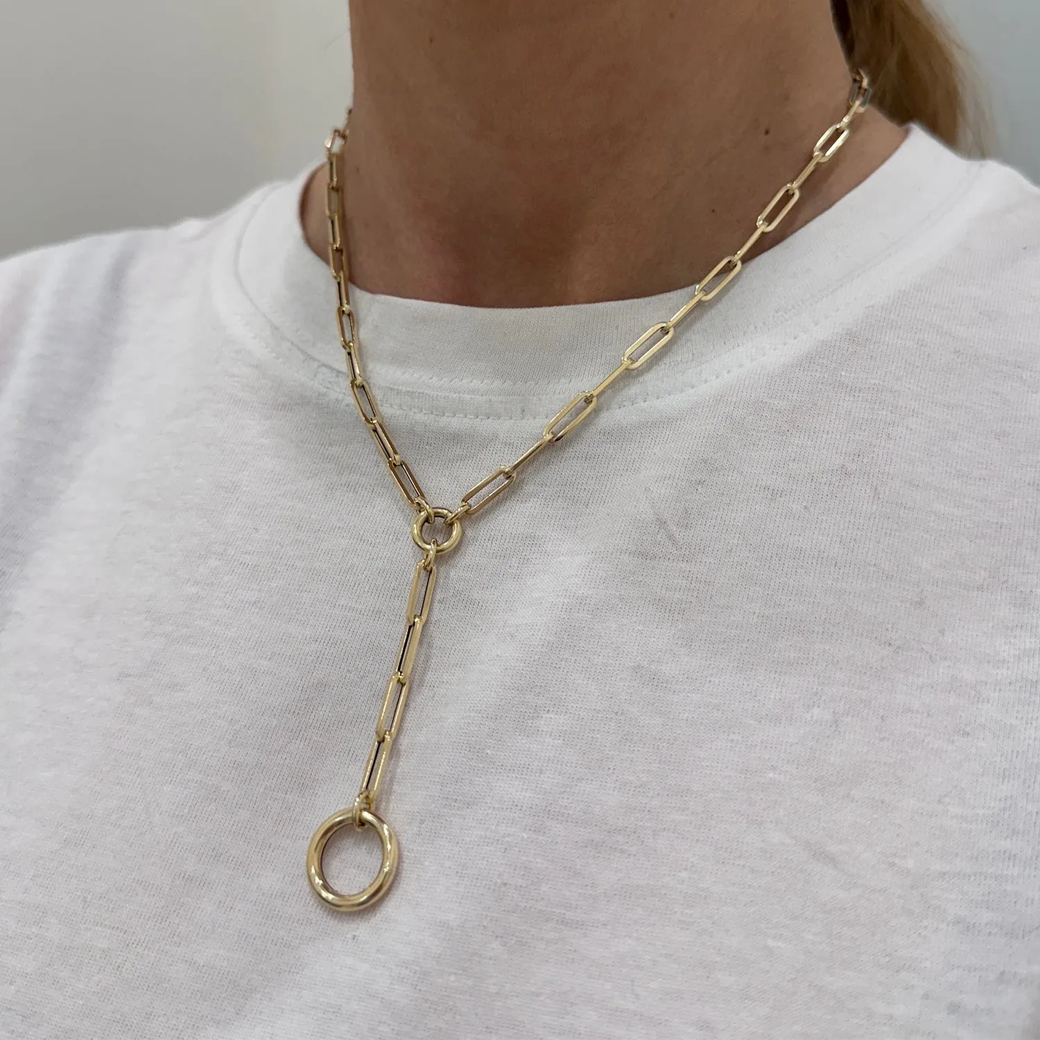 Paperclip Loop Charm Necklace Y Chain sold by Baby Gold product image thumbnail 4