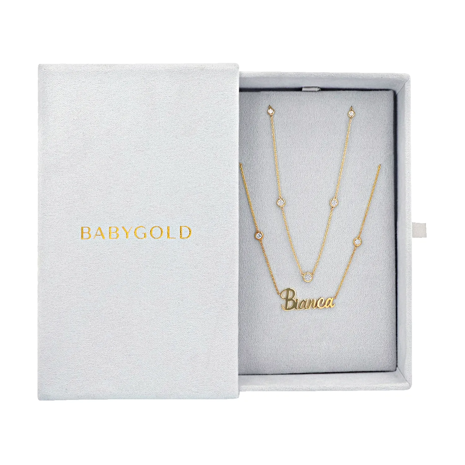 Luxe Name Diamond Bezel Gift Set sold by Baby Gold product image thumbnail 4