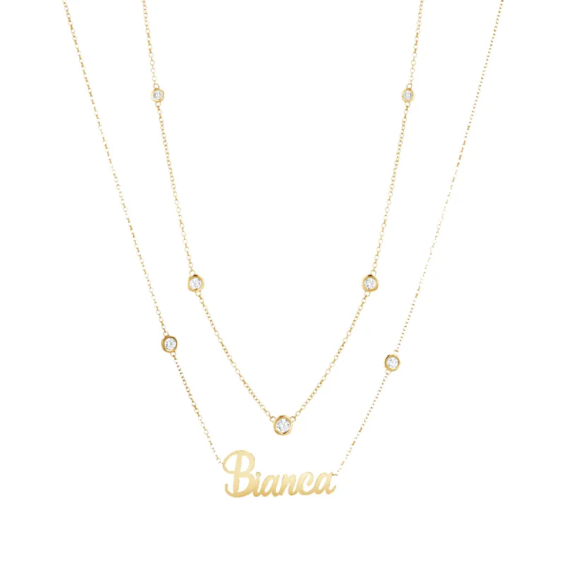 Luxe Name Diamond Bezel Gift Set sold by Baby Gold