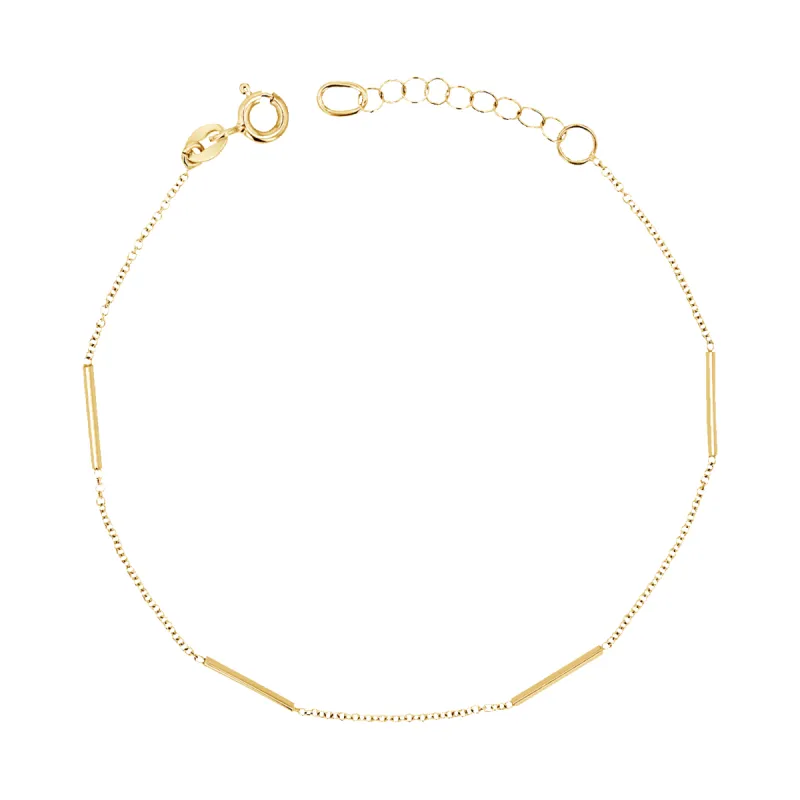 Dainty Bar Station Chain Bracelet sold by Baby Gold