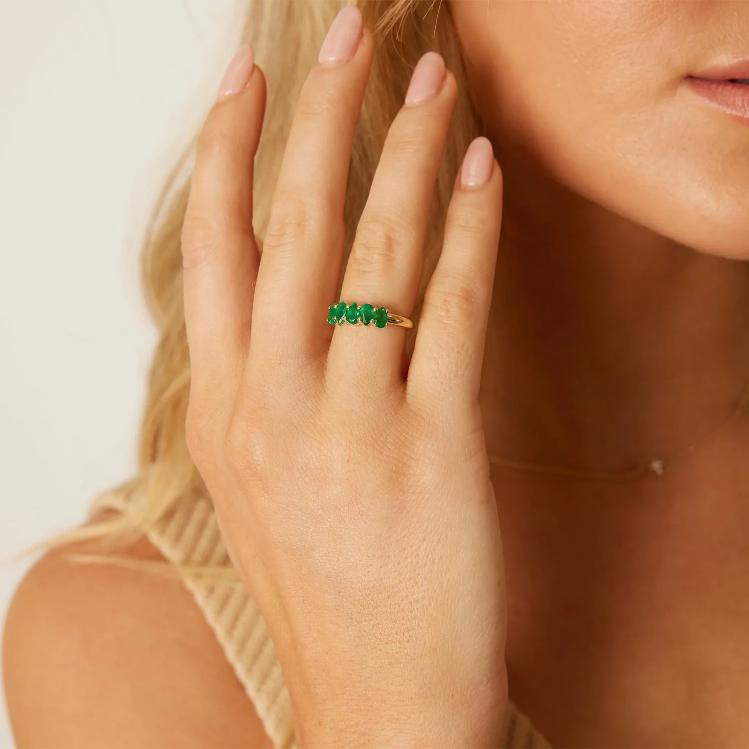 Pear Shape Emerald Half Eternity Band sold by Baby Gold product image thumbnail 4