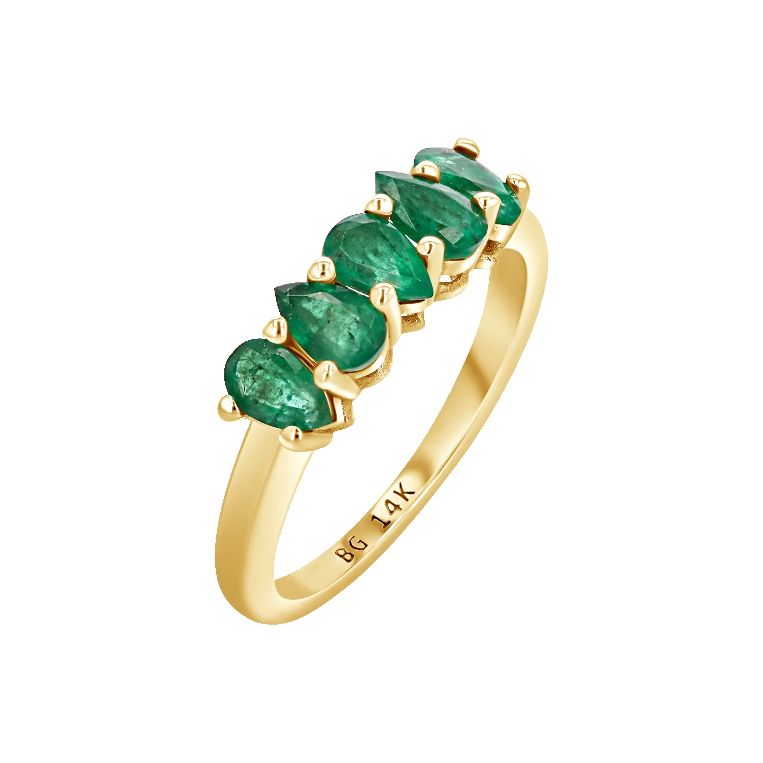 Pear Shape Emerald Half Eternity Band sold by Baby Gold
