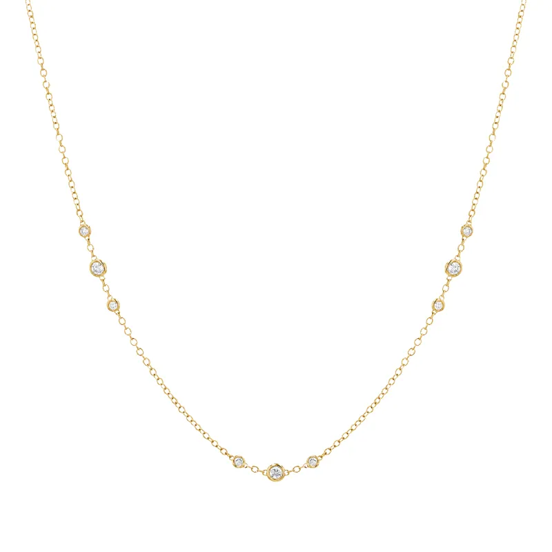 Graduated Diamond Trio Bezel Necklace sold by Baby Gold