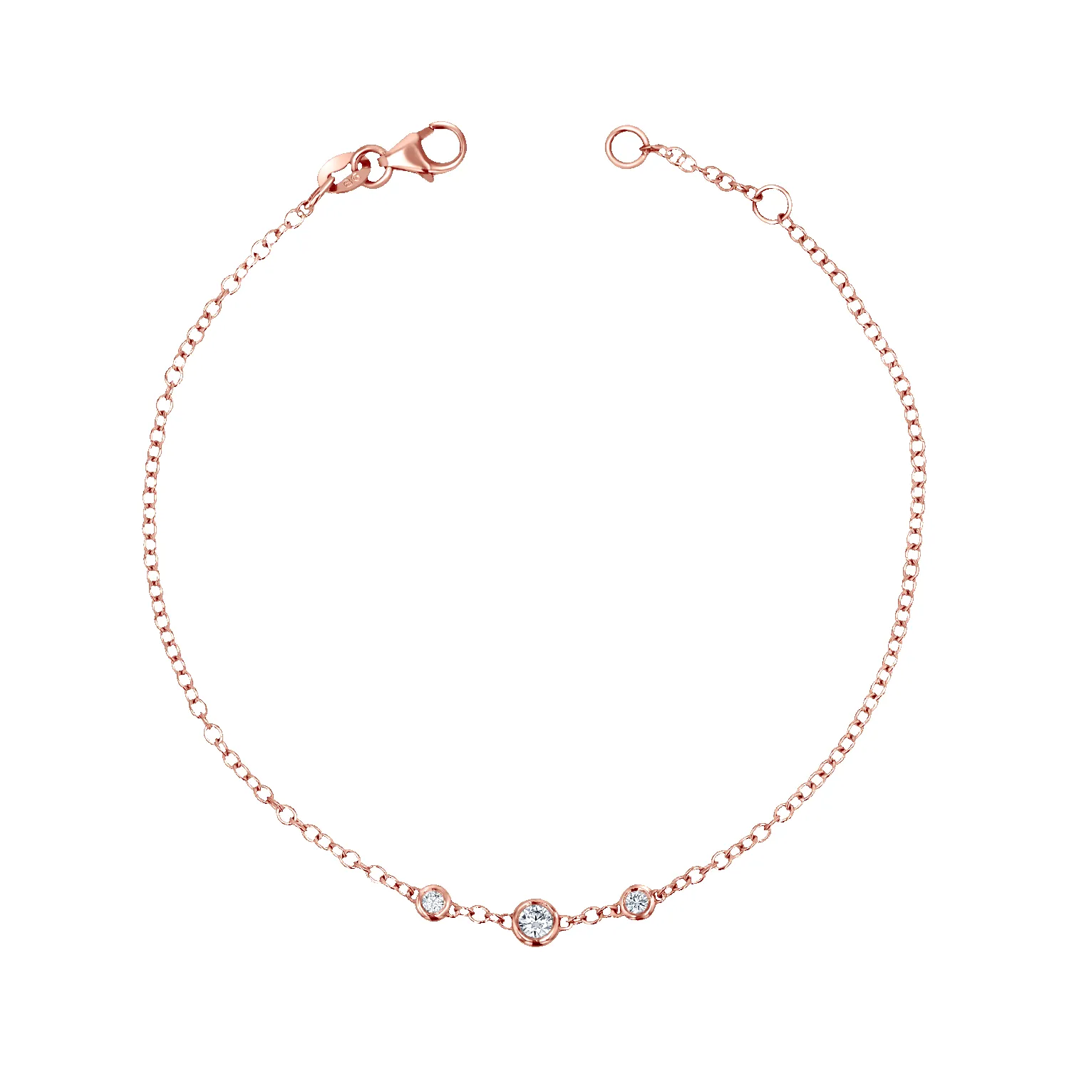 Graduated Diamond Trio Bezel Bracelet sold by Baby Gold product image thumbnail 2