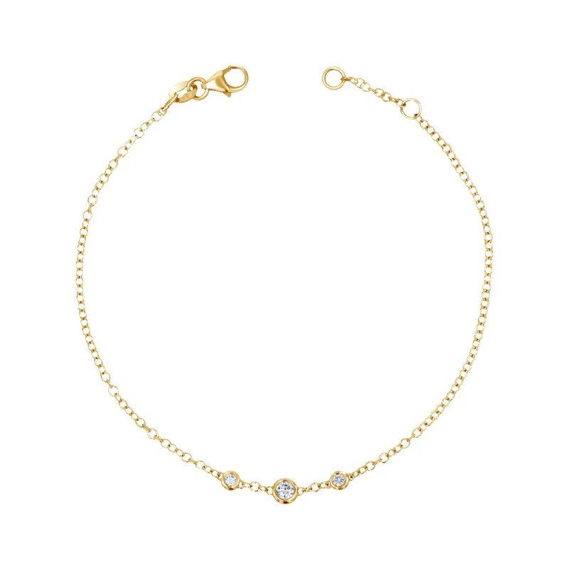 Graduated Diamond Trio Bezel Bracelet sold by Baby Gold