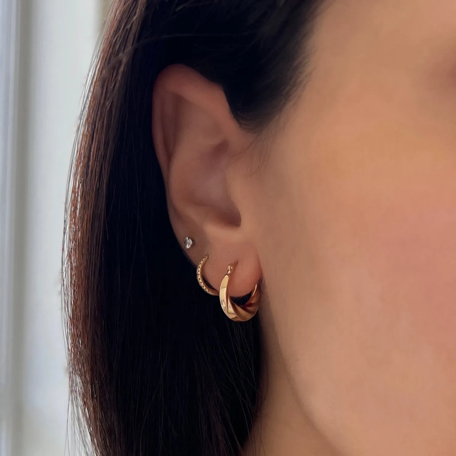 Petite Croissant Hoop Earrings sold by Baby Gold product image thumbnail 3