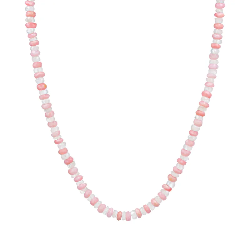 Rose Quartz and Moonstone Beaded Necklace sold by Baby Gold
