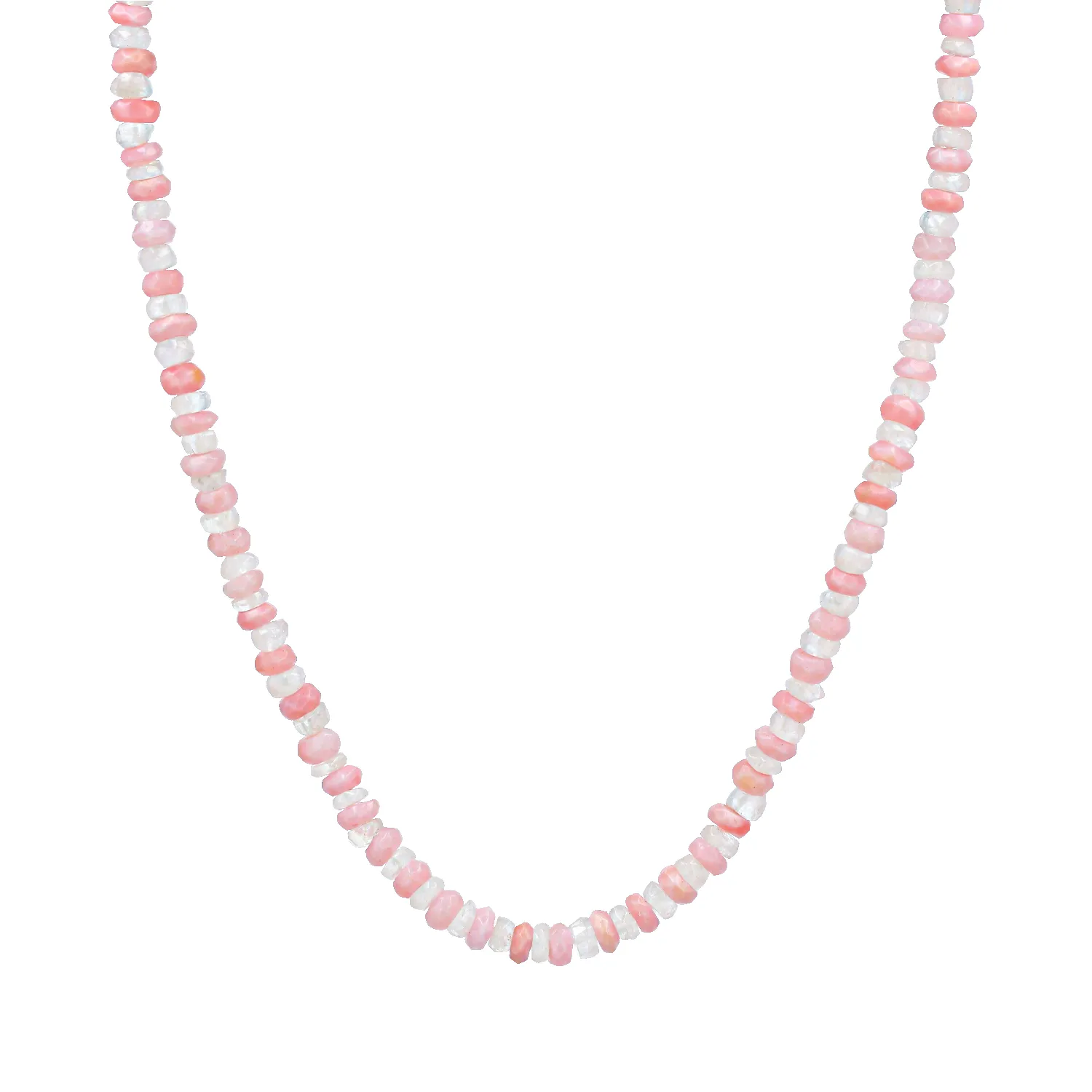 Rose Quartz and Moonstone Beaded Necklace sold by Baby Gold