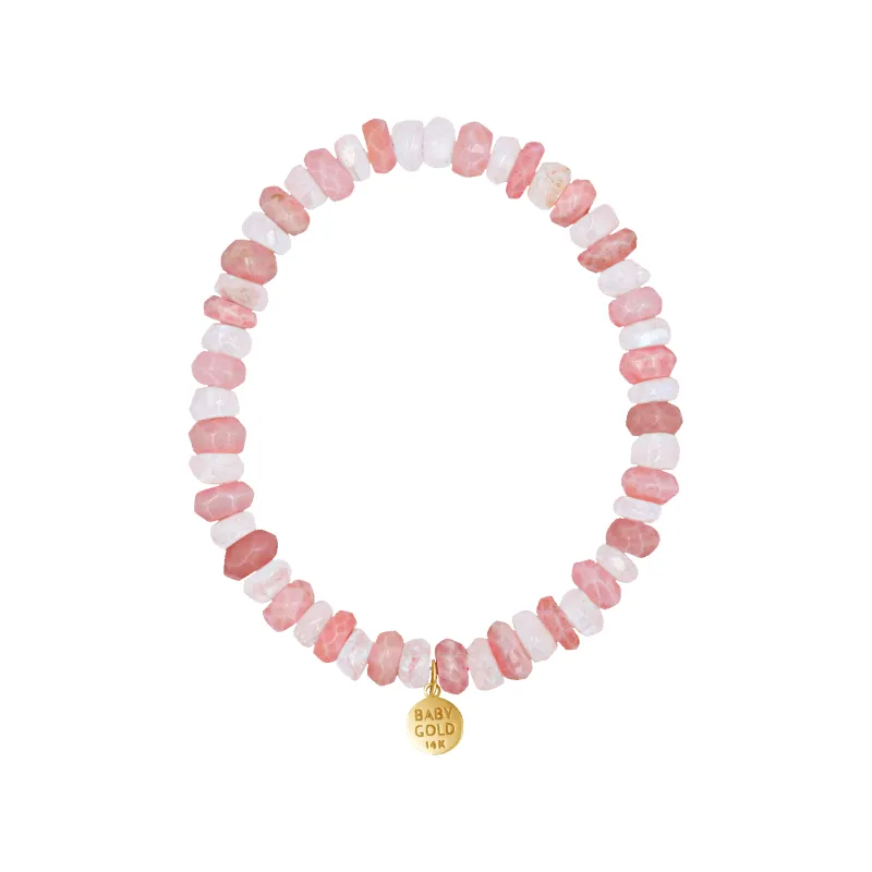 Rose Quartz and Moonstone Stretch Bracelet sold by Baby Gold