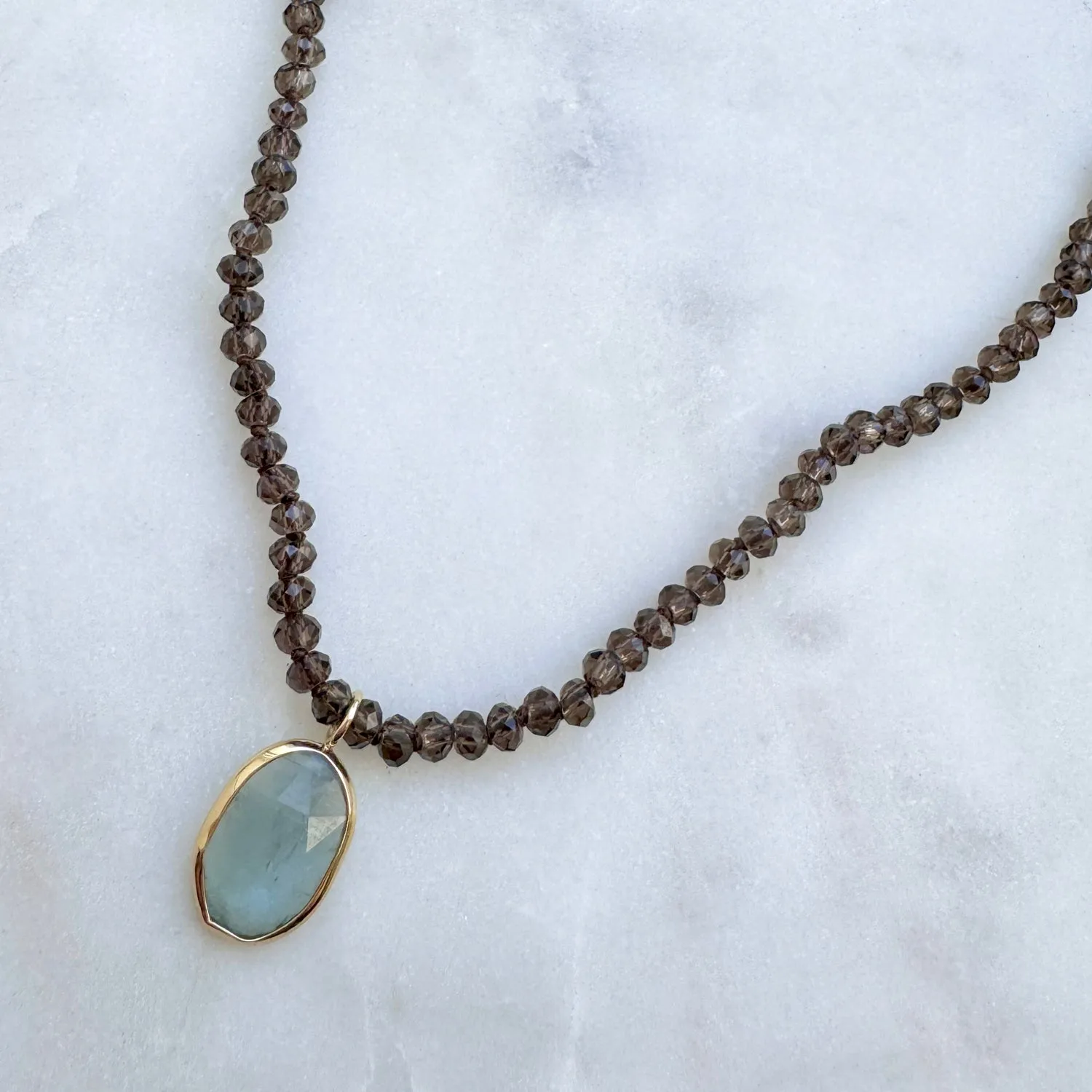 Aquamarine Pendant Beaded Strand Necklace sold by Baby Gold product image thumbnail 2