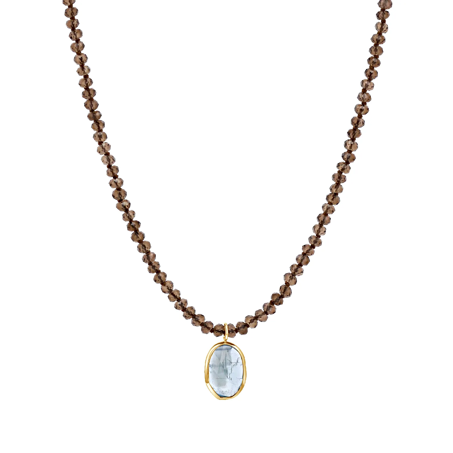Aquamarine Pendant Beaded Strand Necklace sold by Baby Gold