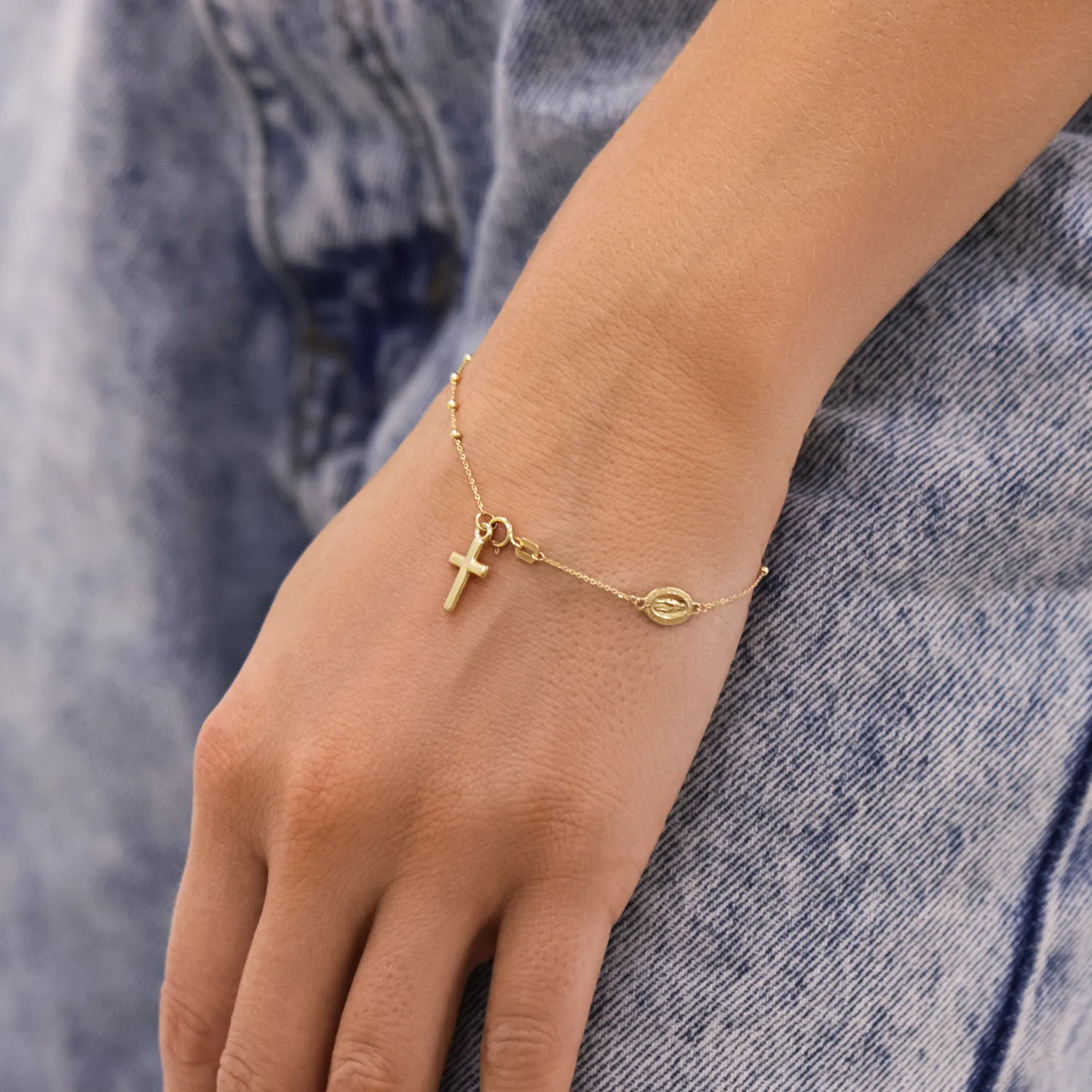 Dainty Rosary Bracelet sold by Baby Gold product image thumbnail 5