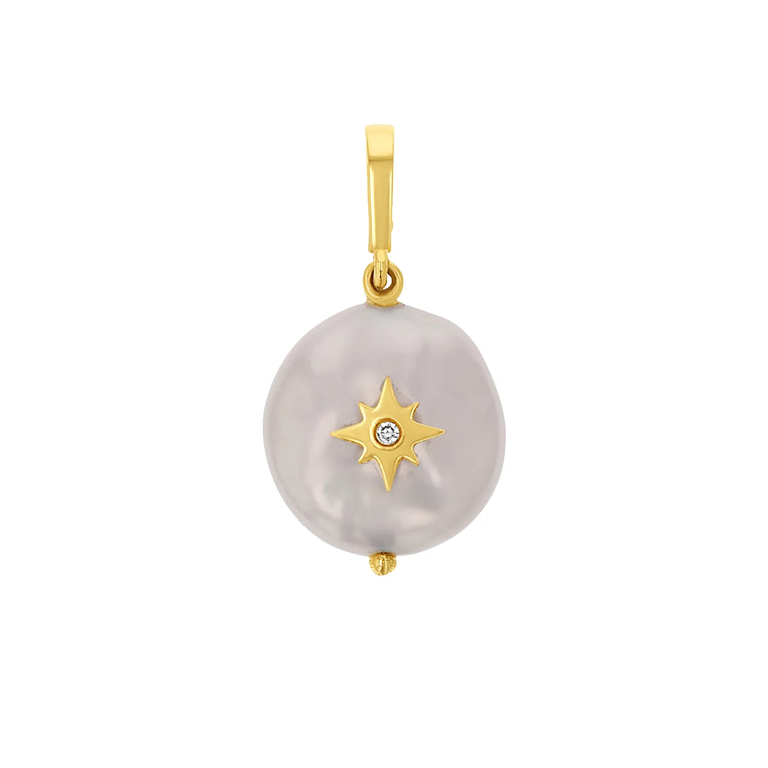 Coin Pearl Diamond Starburst Charm sold by Baby Gold