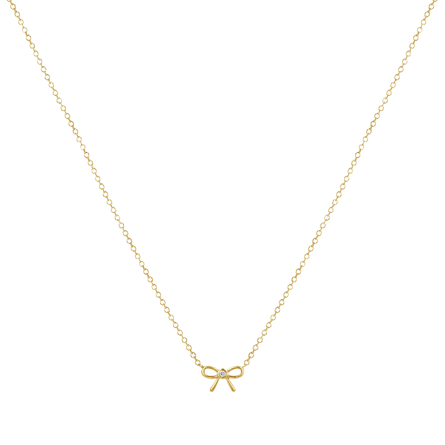 Dainty Diamond Bow Necklace sold by Baby Gold