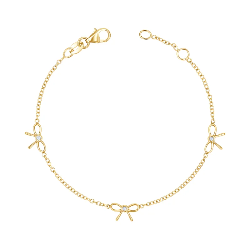 Dainty Diamond Three Bow Bracelet sold by Baby Gold