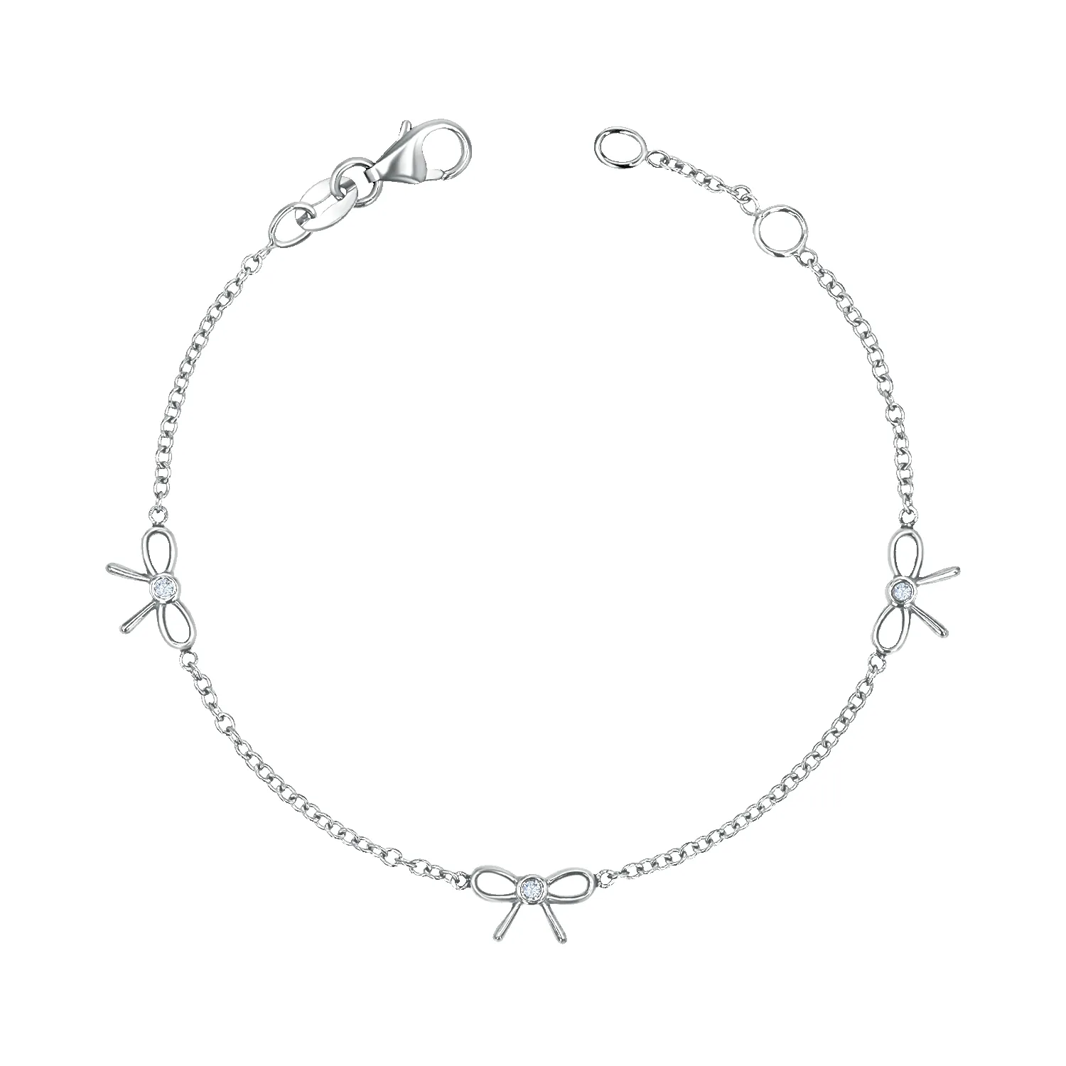 Dainty Diamond Three Bow Bracelet sold by Baby Gold product image thumbnail 2