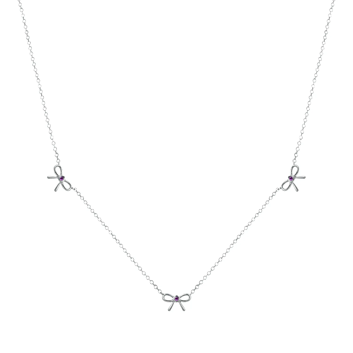 Dainty Pink Sapphire Three Bow Necklace sold by Baby Gold product image thumbnail 3
