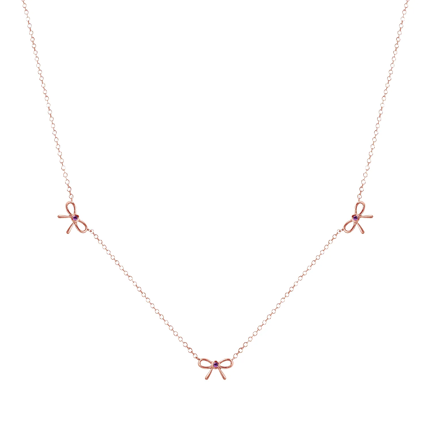 Dainty Pink Sapphire Three Bow Necklace sold by Baby Gold product image thumbnail 2