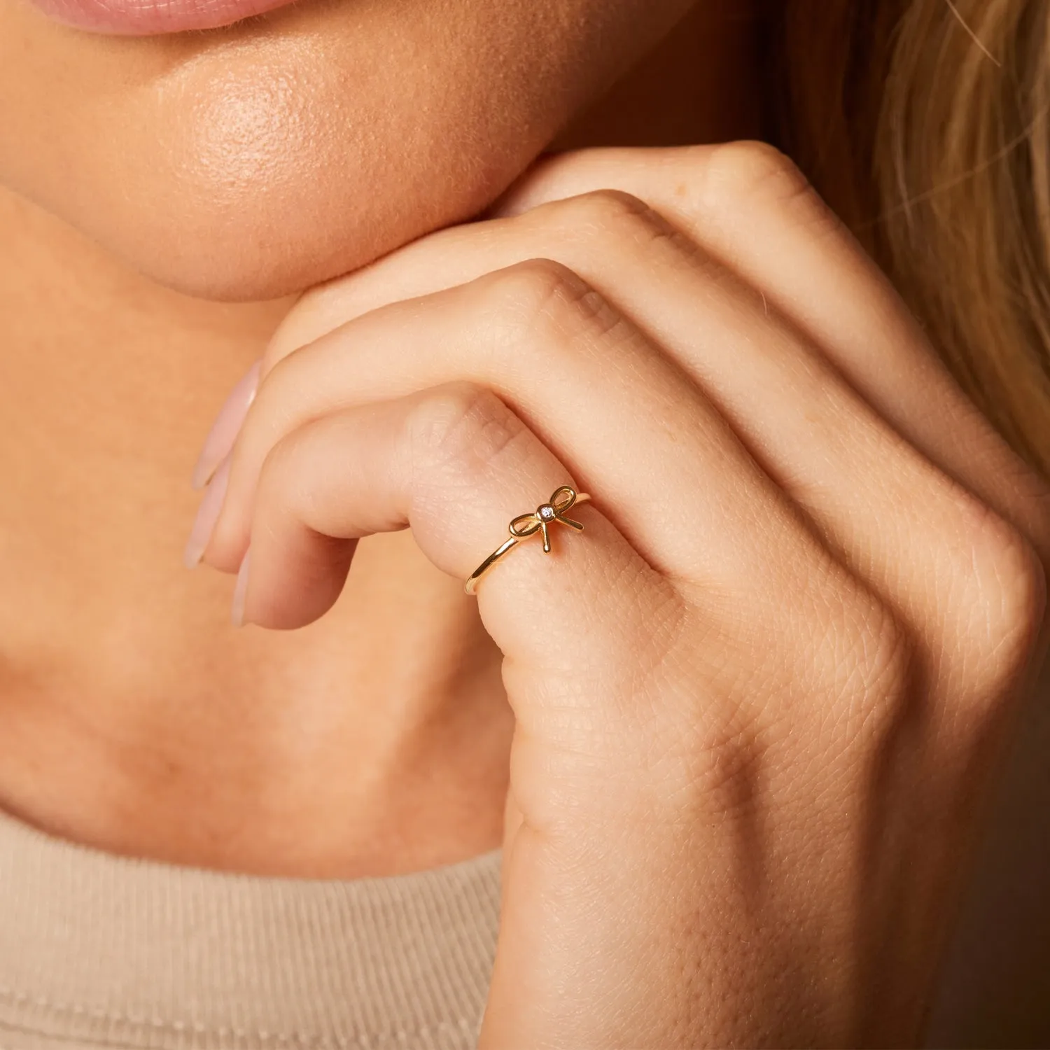 Dainty Diamond Bow Ring sold by Baby Gold product image thumbnail 5