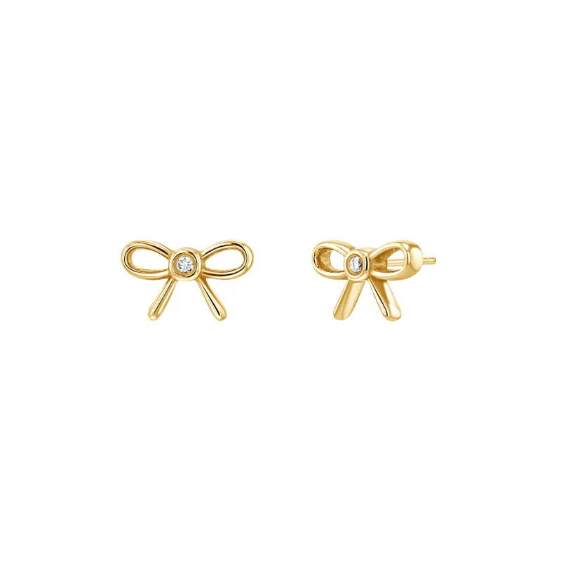 Dainty Diamond Bow Earrings sold by Baby Gold