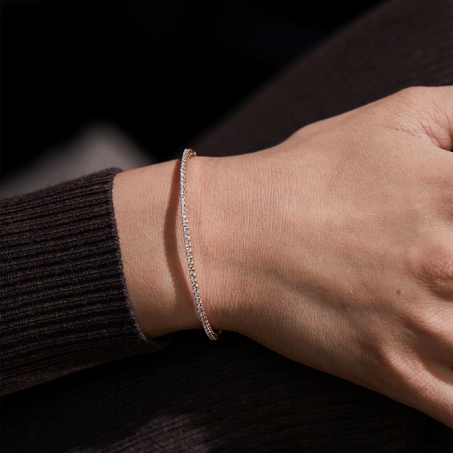 Flexible Diamond Tennis Bangle Bracelet sold by Baby Gold product image thumbnail 5