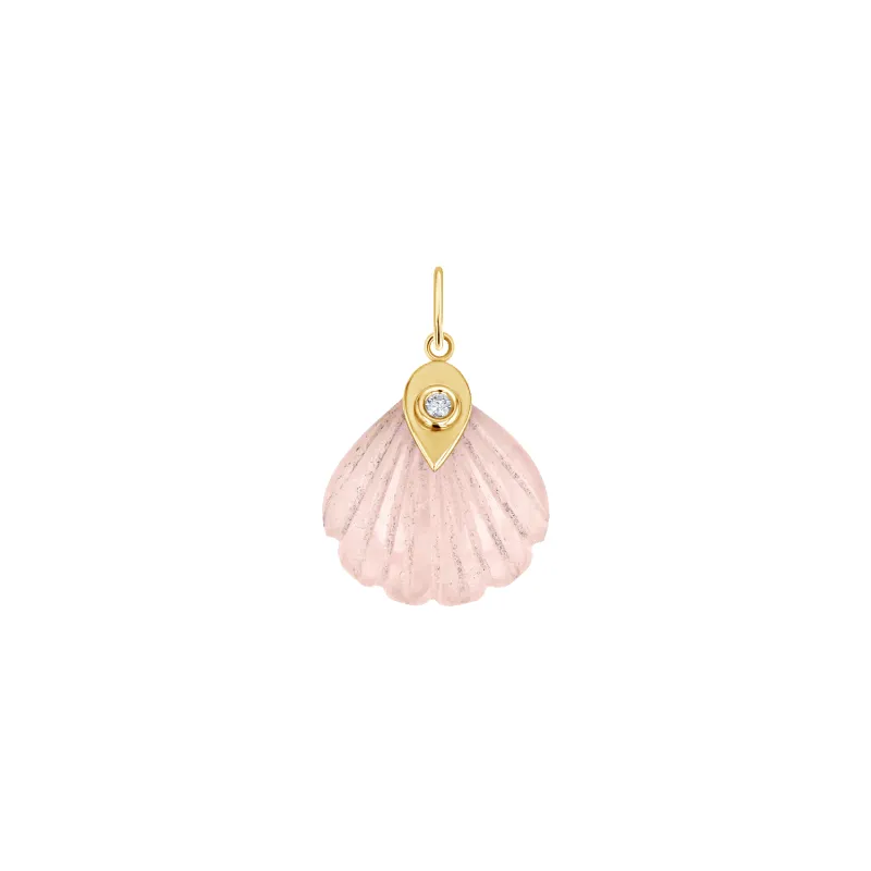 Venus Rose Quartz Shell Diamond Charm sold by Baby Gold
