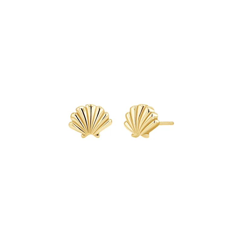 Soleil Scallop Seashell Stud Earrings sold by Baby Gold