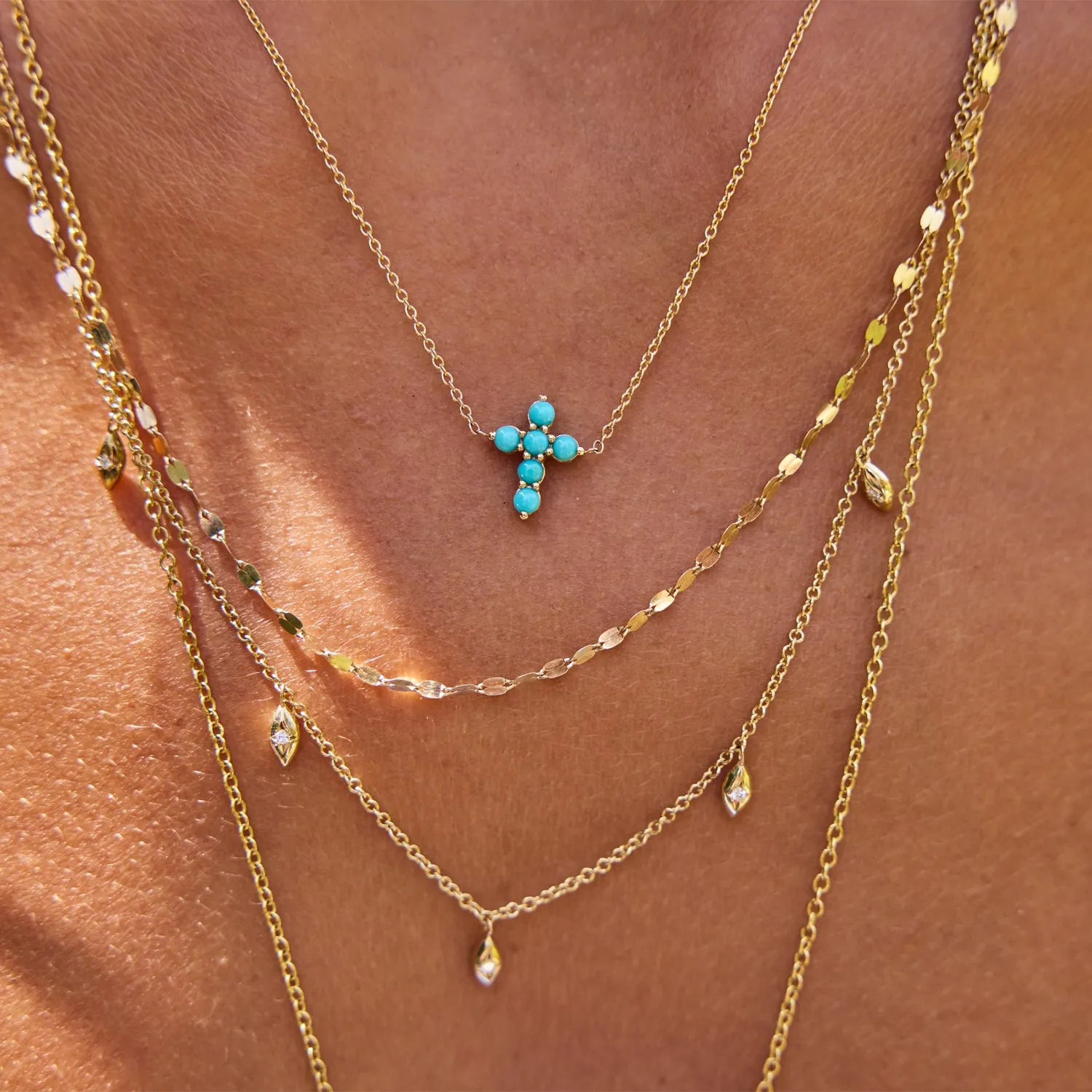Mini Turquoise Cross Necklace sold by Baby Gold product image thumbnail 5