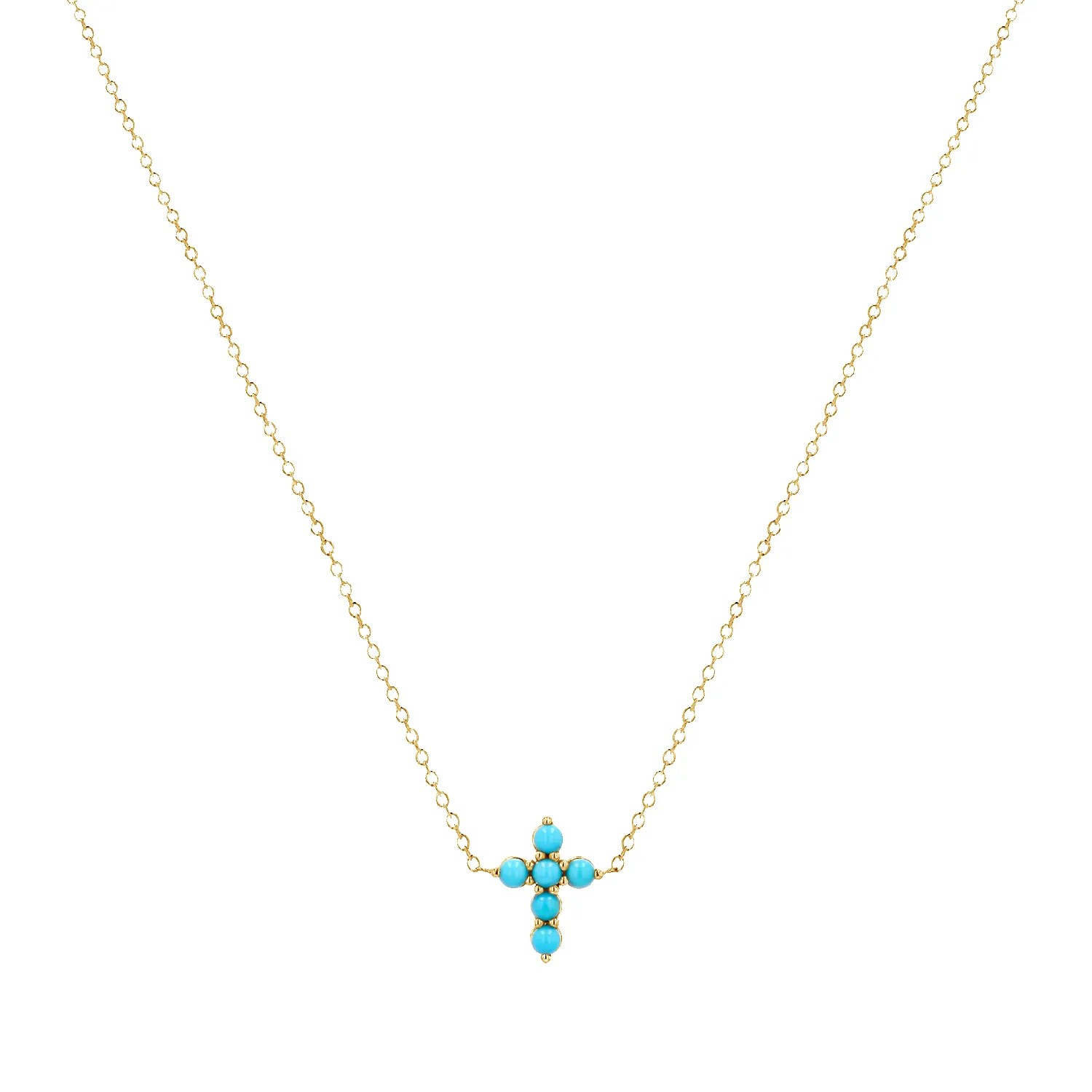 Mini Turquoise Cross Necklace sold by Baby Gold