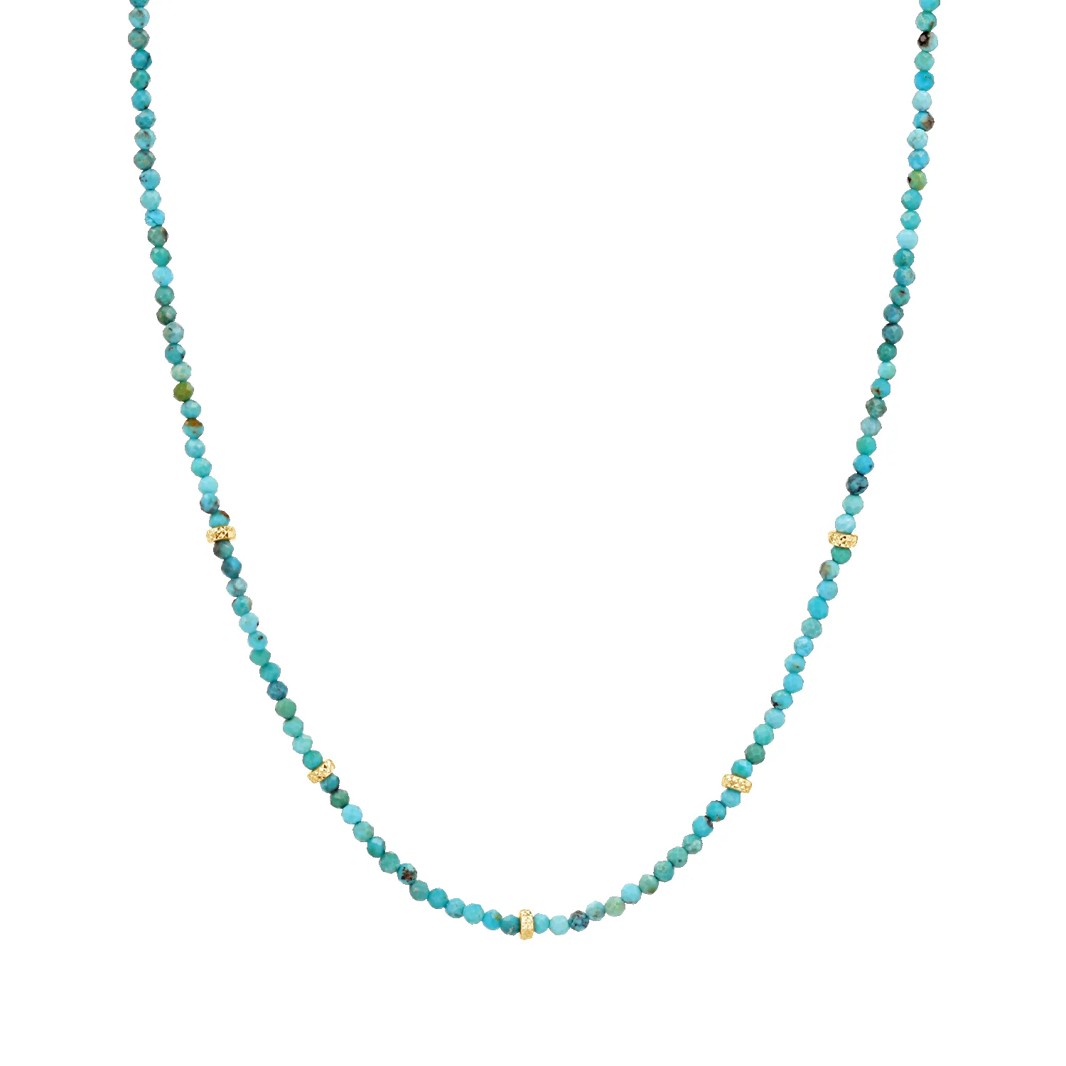 Turquoise & Faceted Gold Bead Necklace sold by Baby Gold