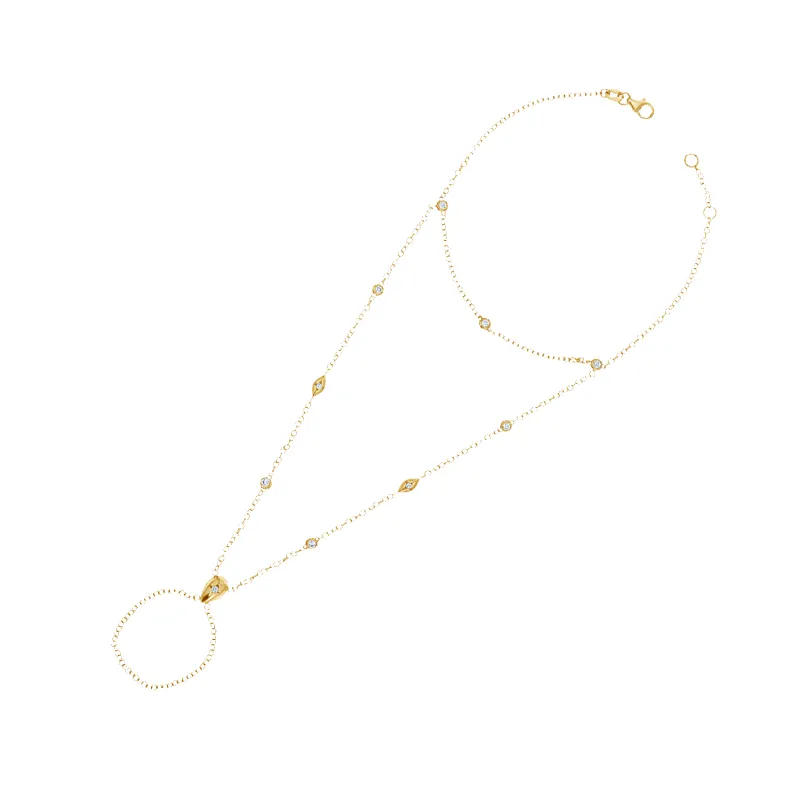 Diamond Starset Teardrop Bezel Hand Chain sold by Baby Gold