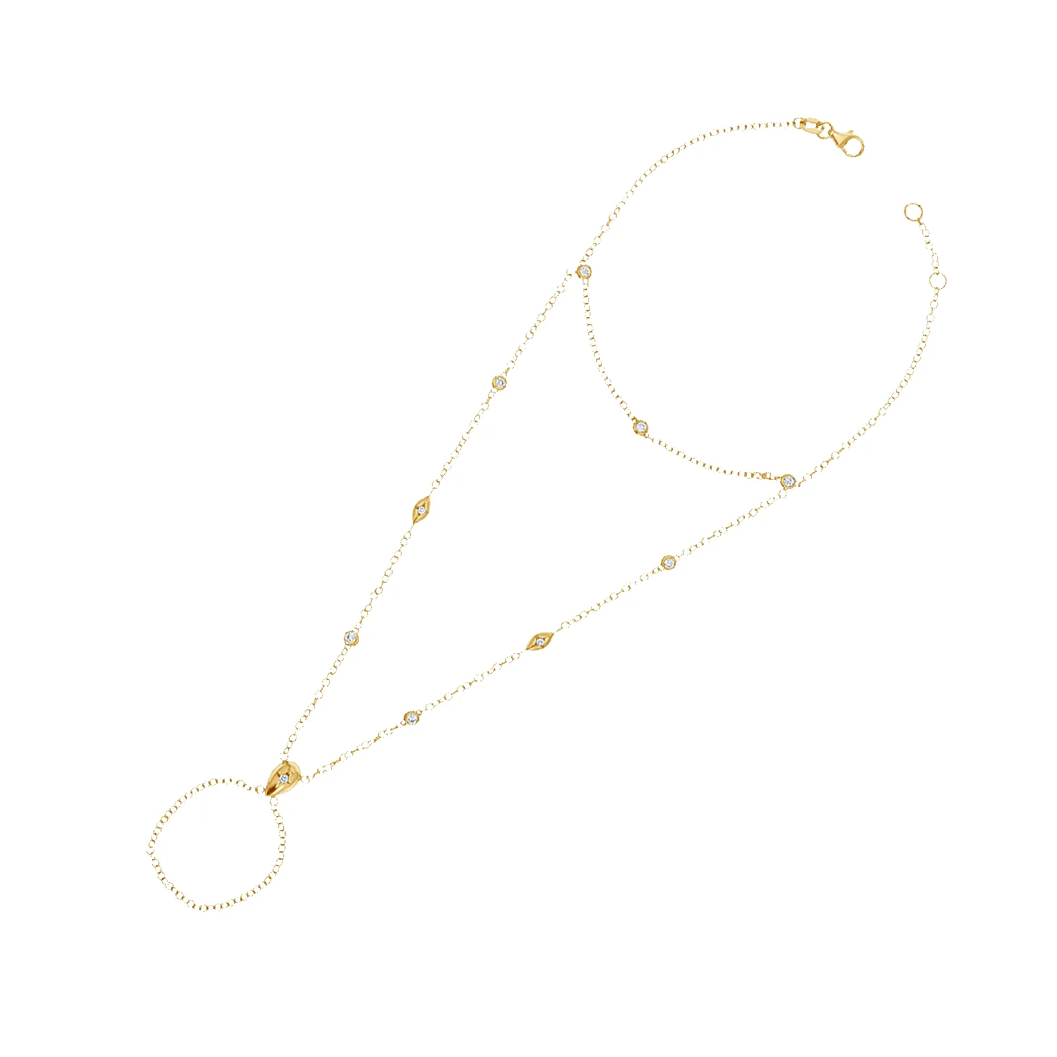 Diamond Starset Teardrop Bezel Hand Chain sold by Baby Gold