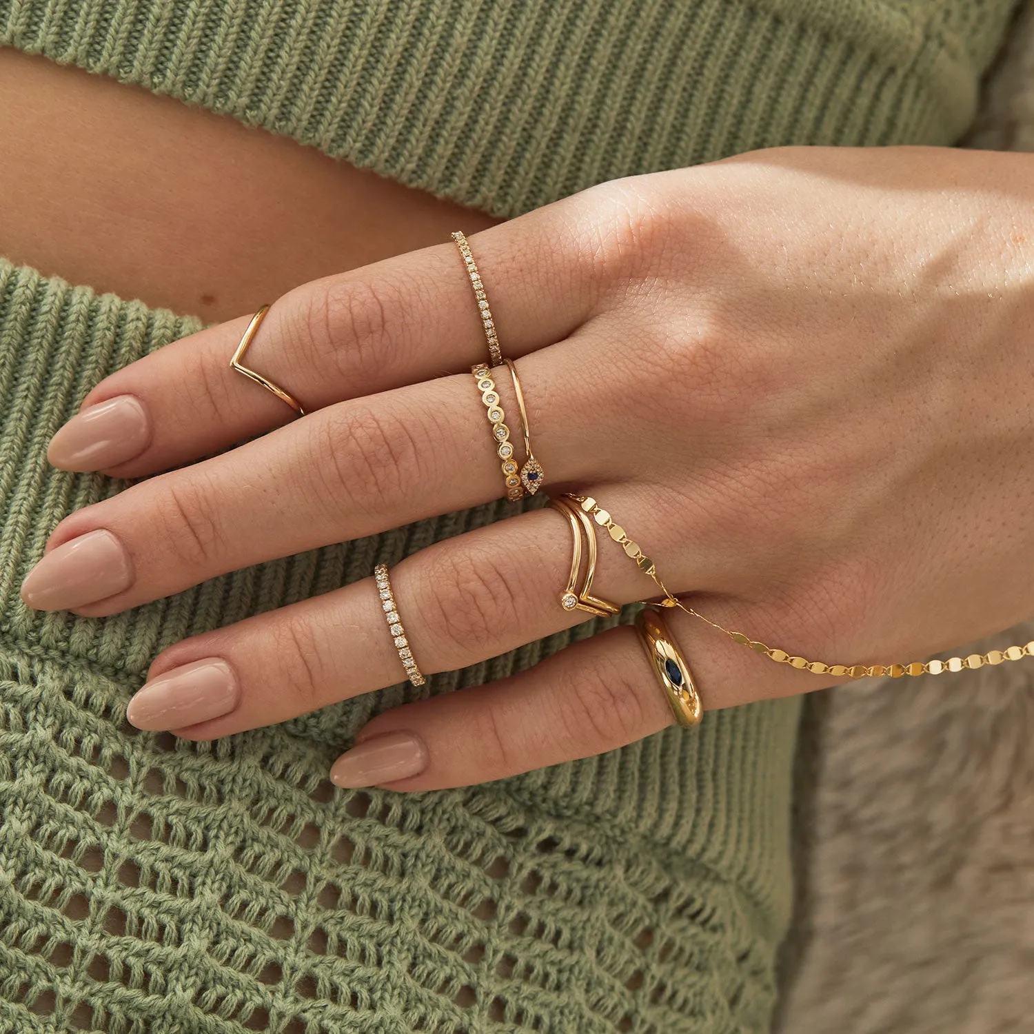 Marquise Blue Sapphire Dome Ring sold by Baby Gold product image thumbnail 5