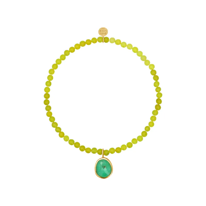 Lemon Jade Gemstone Drop Bead Stretch Bracelet sold by Baby Gold
