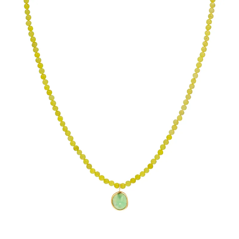Lemon Jade Gemstone Drop Necklace sold by Baby Gold