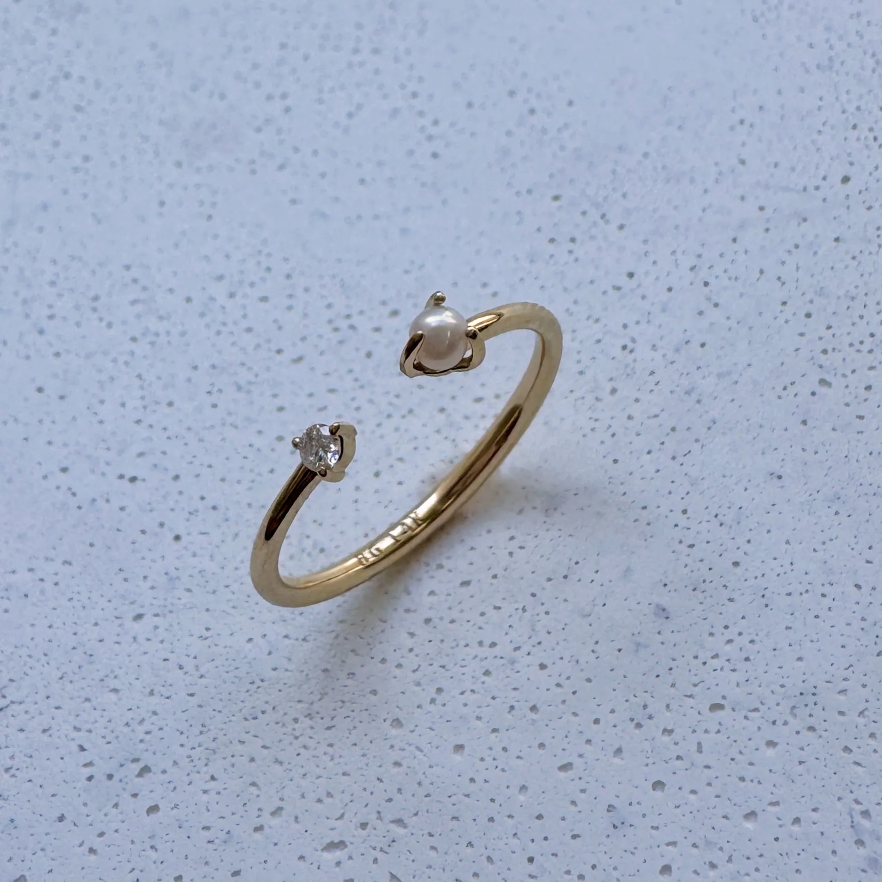 Luna Diamond and Pearl Ring sold by Baby Gold product image thumbnail 4