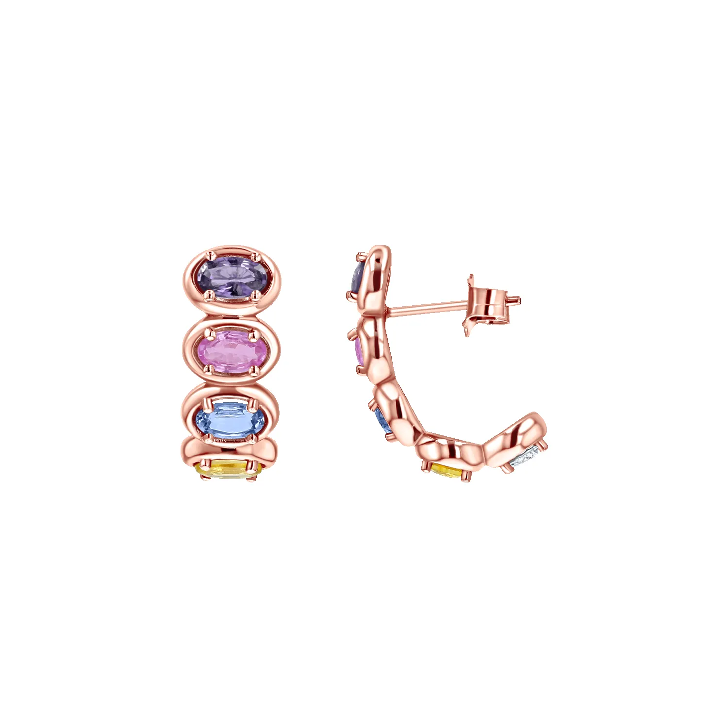 Oval Sapphire Multi Colored Half Hoop Earrings sold by Baby Gold product image thumbnail 3
