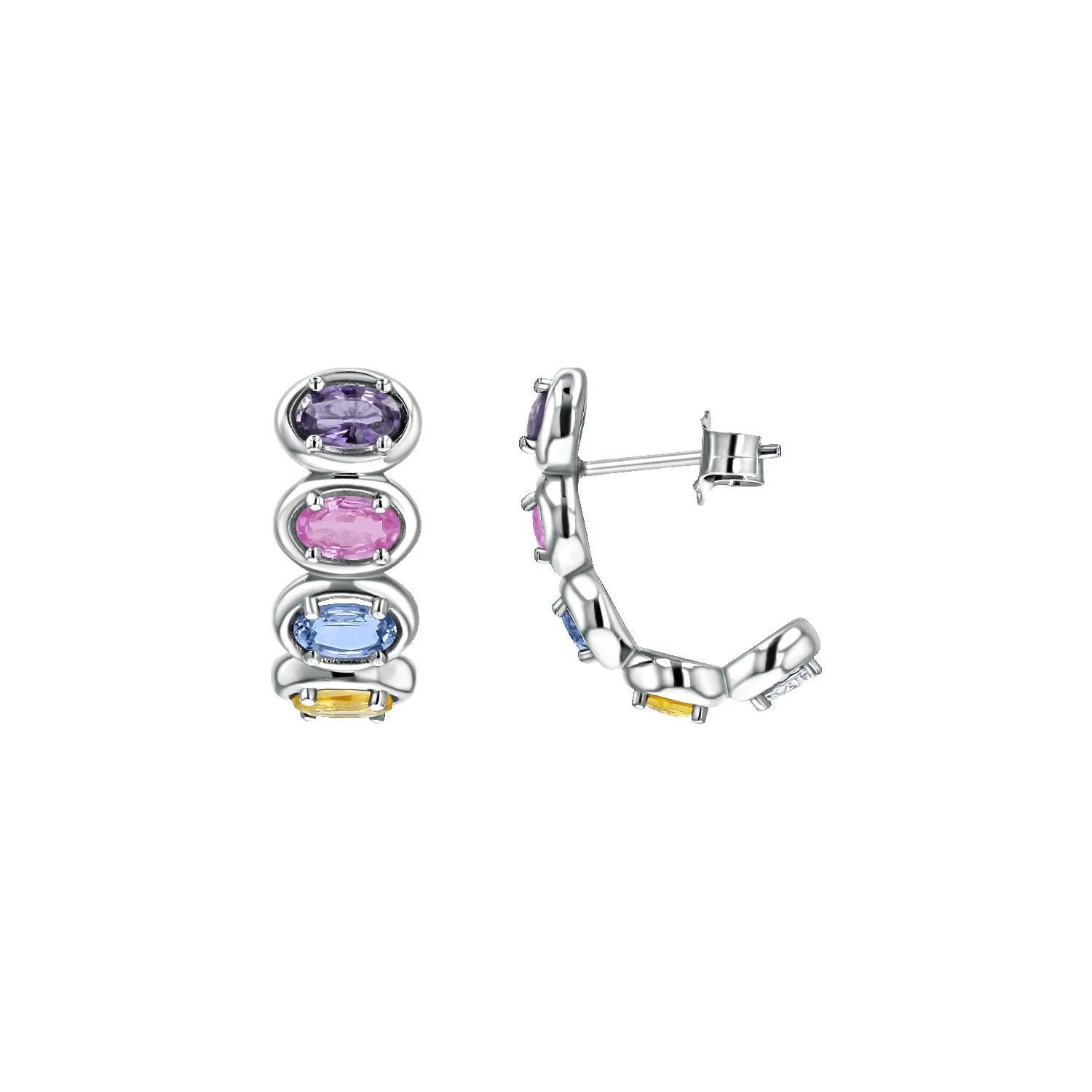 Oval Sapphire Multi Colored Half Hoop Earrings sold by Baby Gold product image thumbnail 2