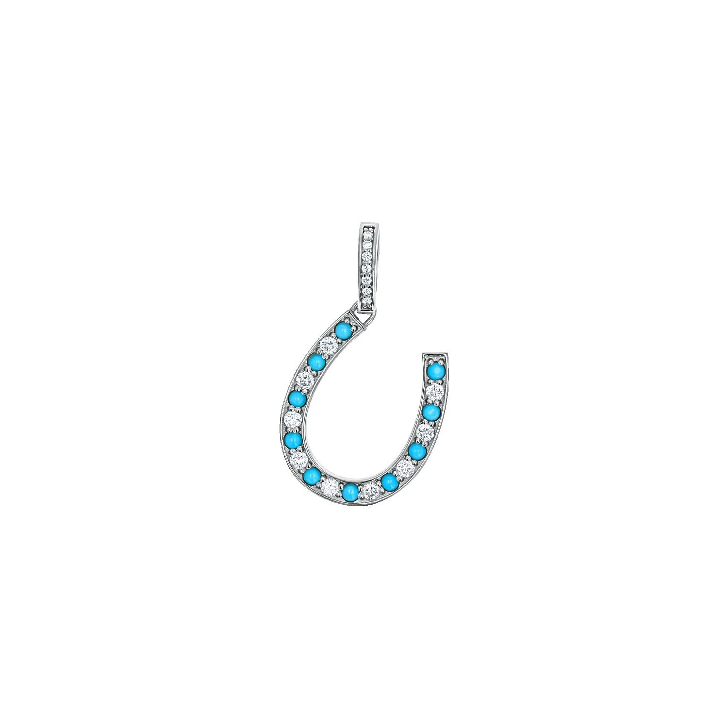 Diamond and Turquoise Lucky Horseshoe Charm sold by Baby Gold product image thumbnail 2
