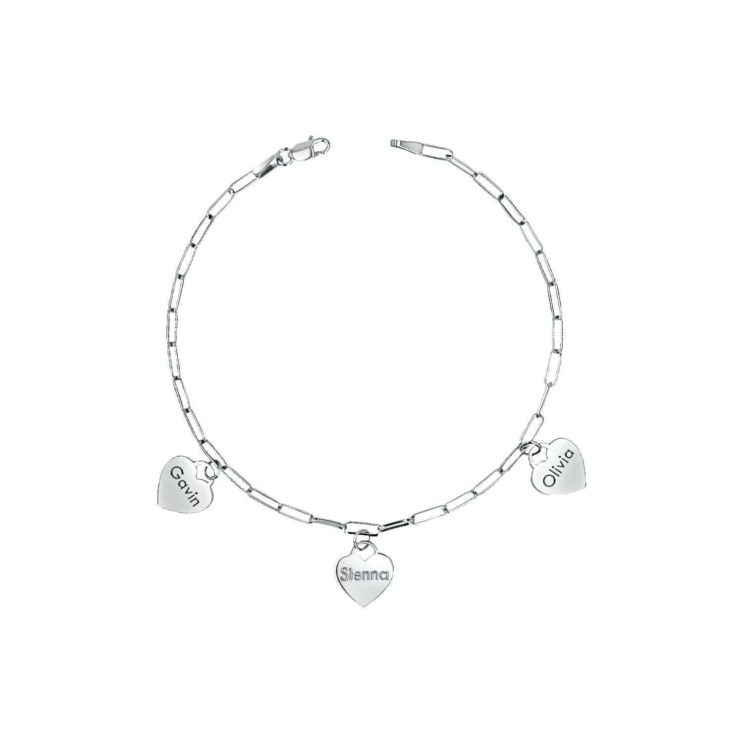 Custom Name Drop Heart Charm Bracelet sold by Baby Gold product image thumbnail 2