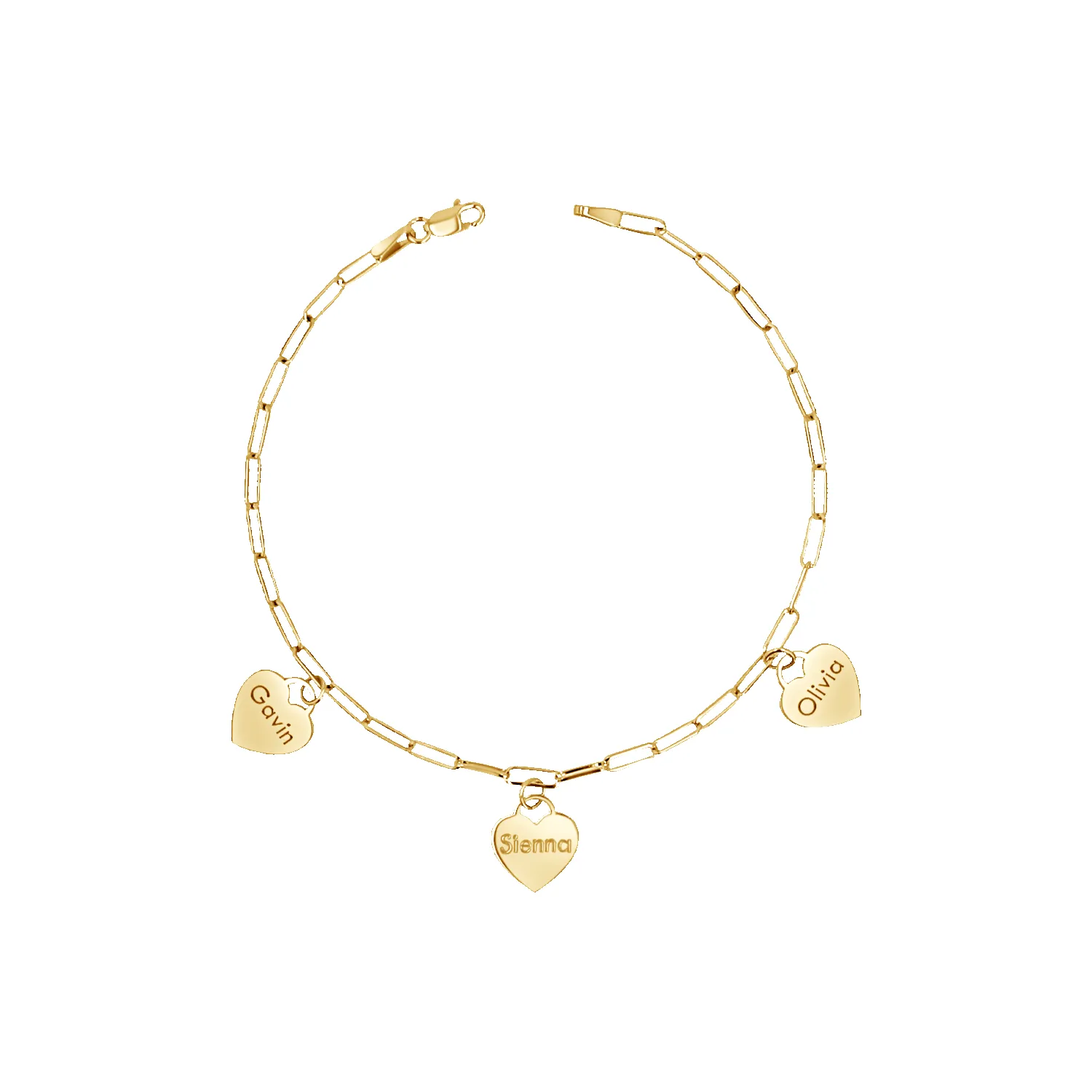 Custom Name Drop Heart Charm Bracelet sold by Baby Gold