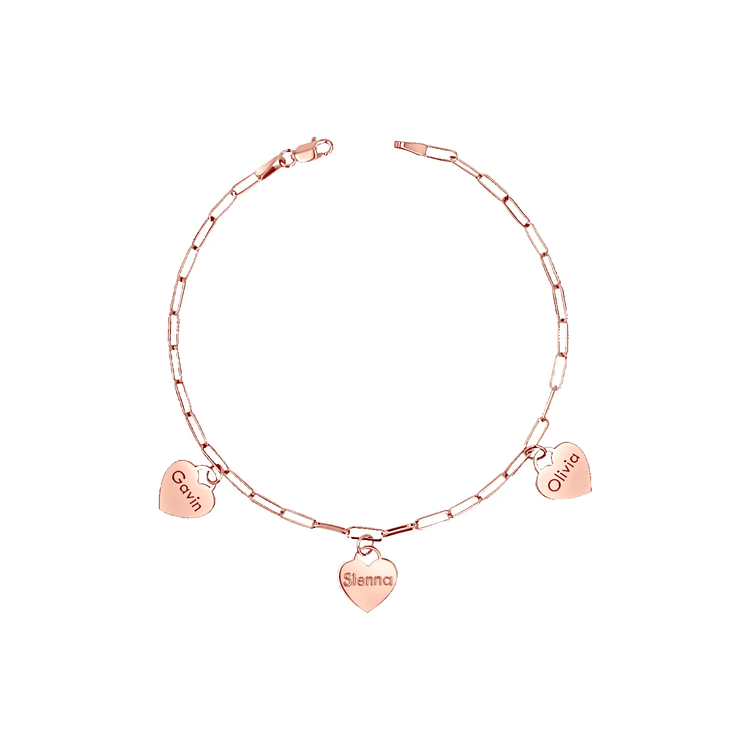 Custom Name Drop Heart Charm Bracelet sold by Baby Gold product image thumbnail 3