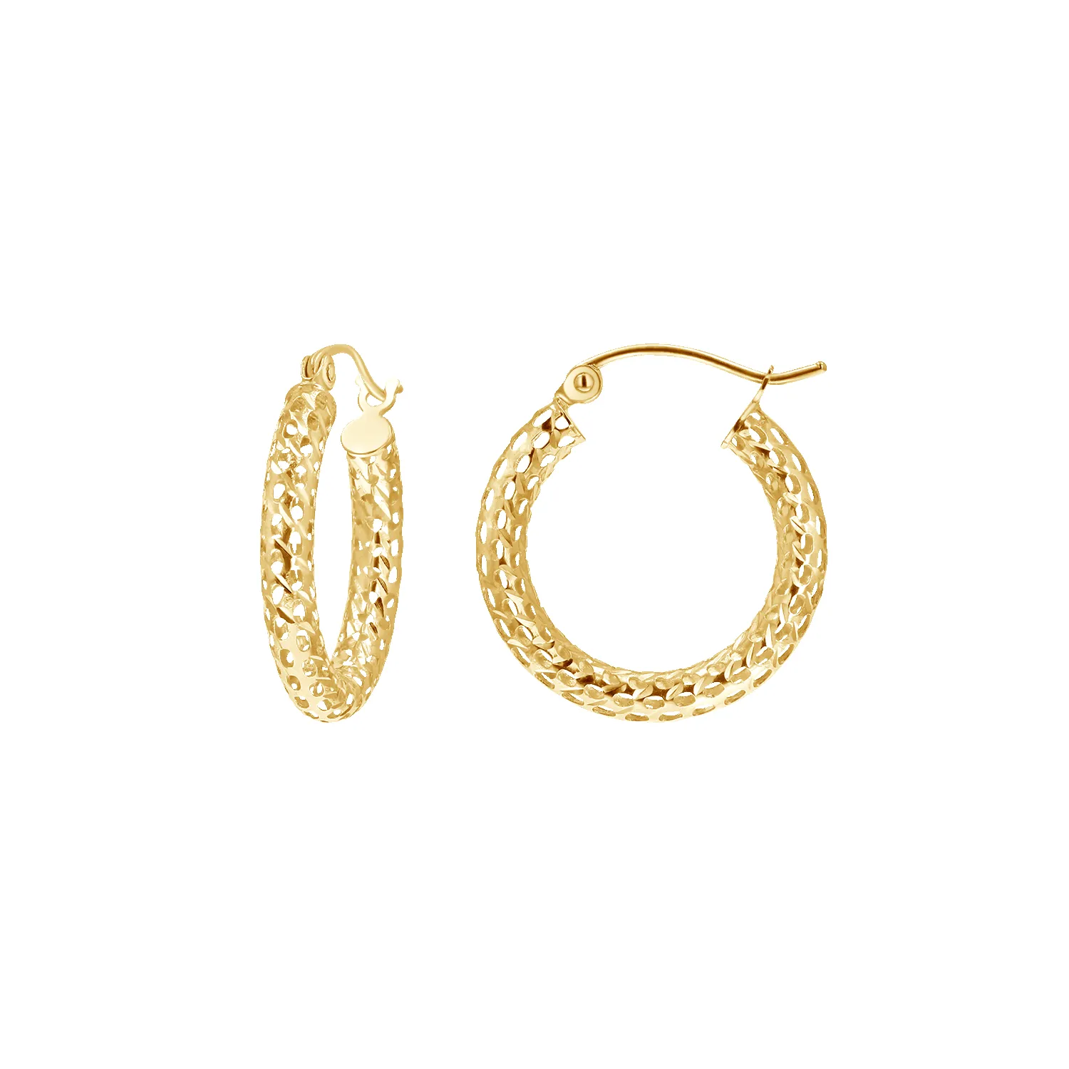 Mesh Diamond Cut Hoops sold by Baby Gold