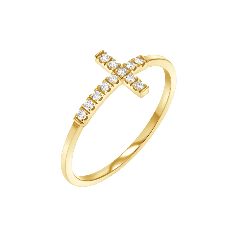 Pave Diamond Cross Ring sold by Baby Gold