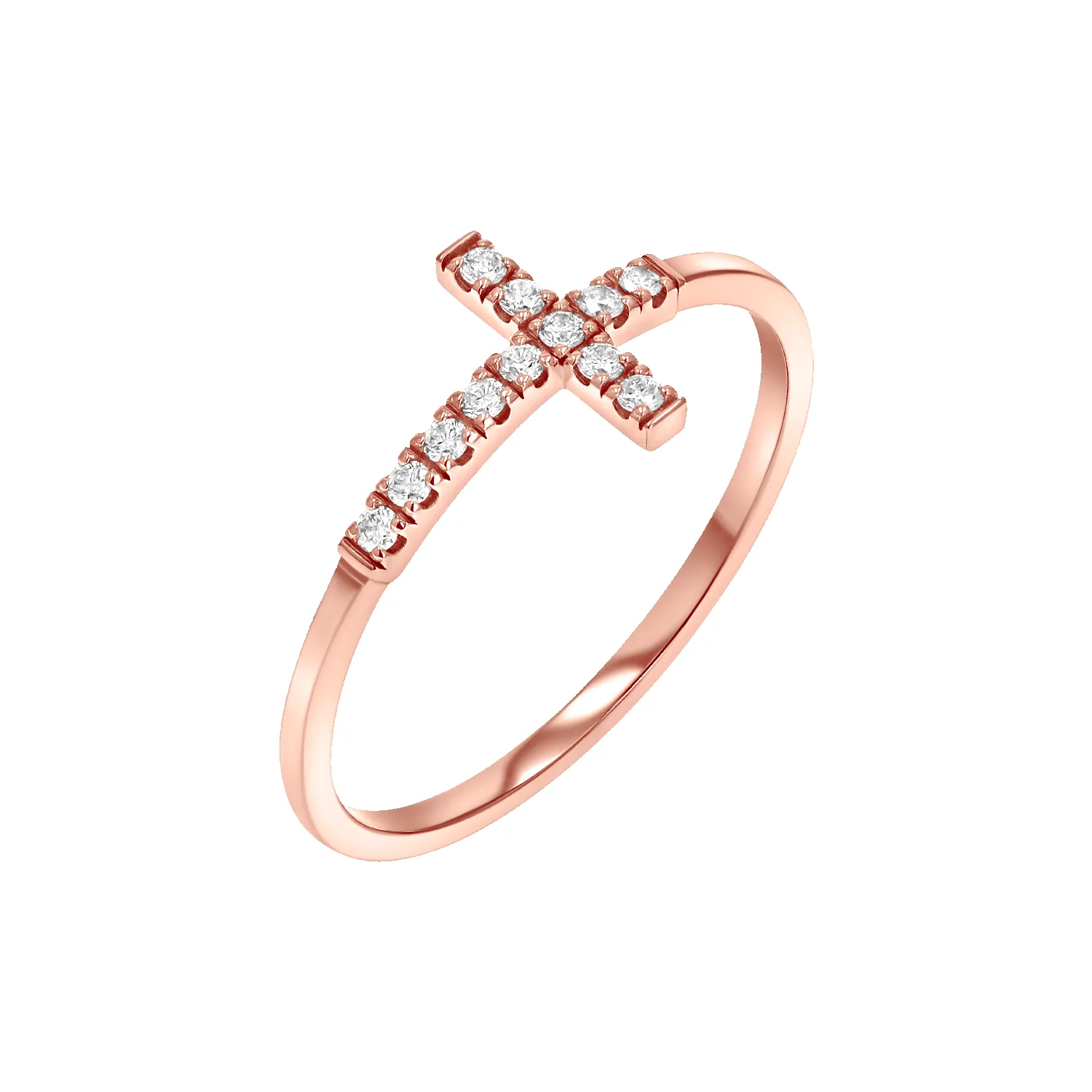 Grace Pave Diamond Cross Ring sold by Baby Gold product image thumbnail 3